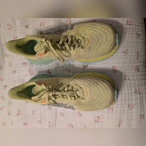 Hoka One One Sneakers in Cream and Light Blue